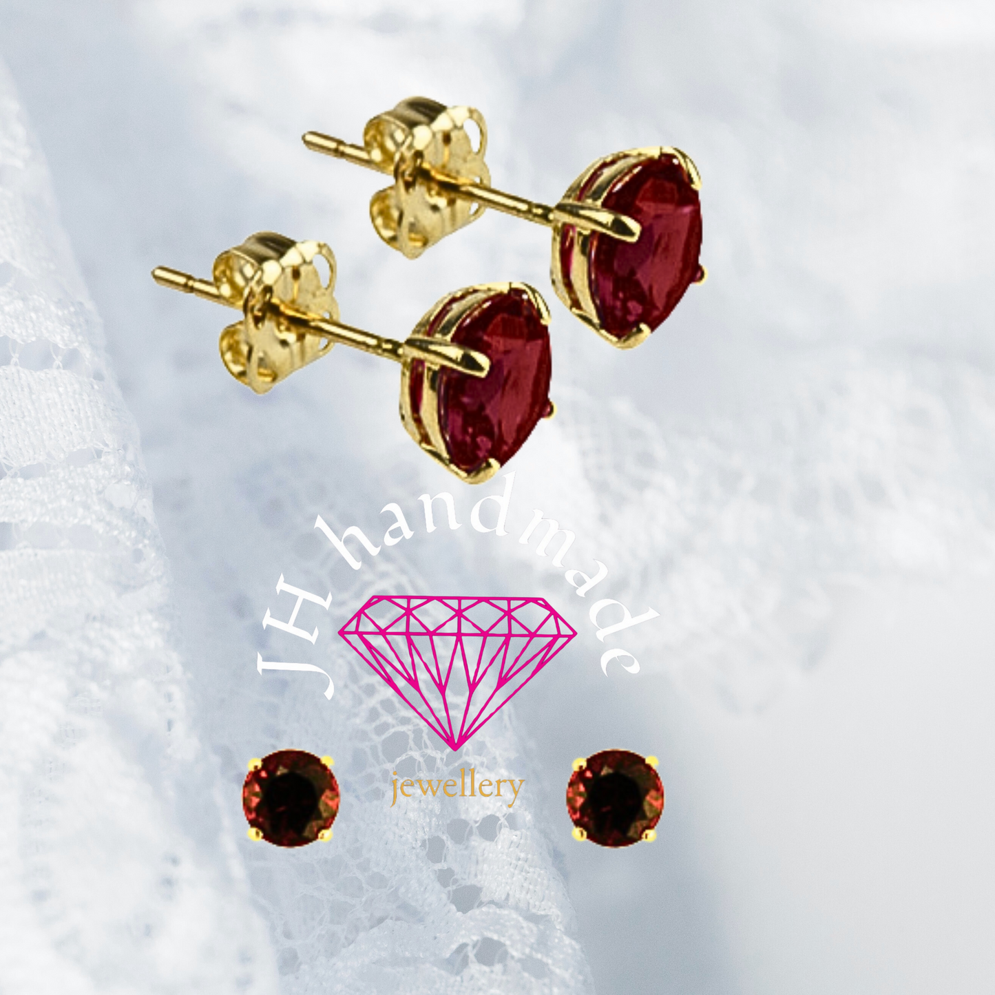 9CT Gold Garnet Stud Earrings 5mm Gemstones