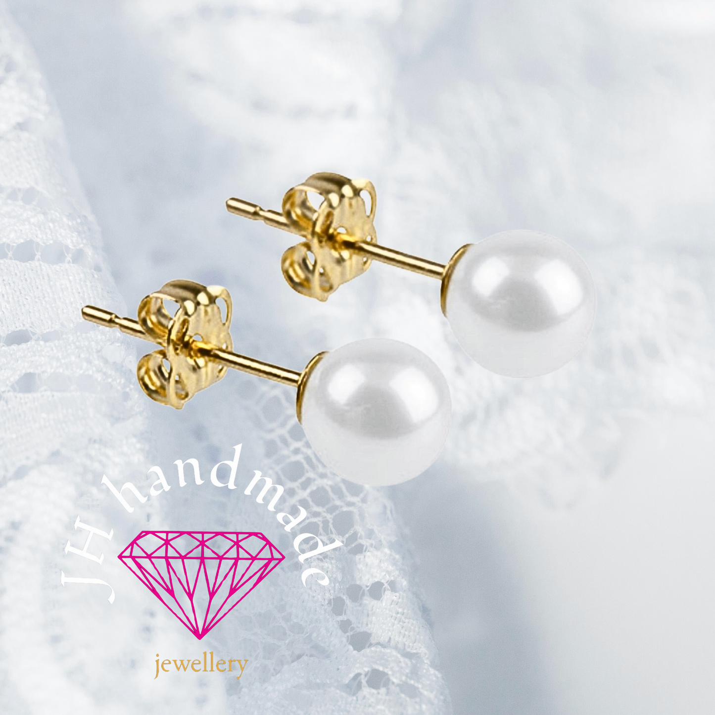 9CT Solid Gold 5mm Pearl Stud Earrings