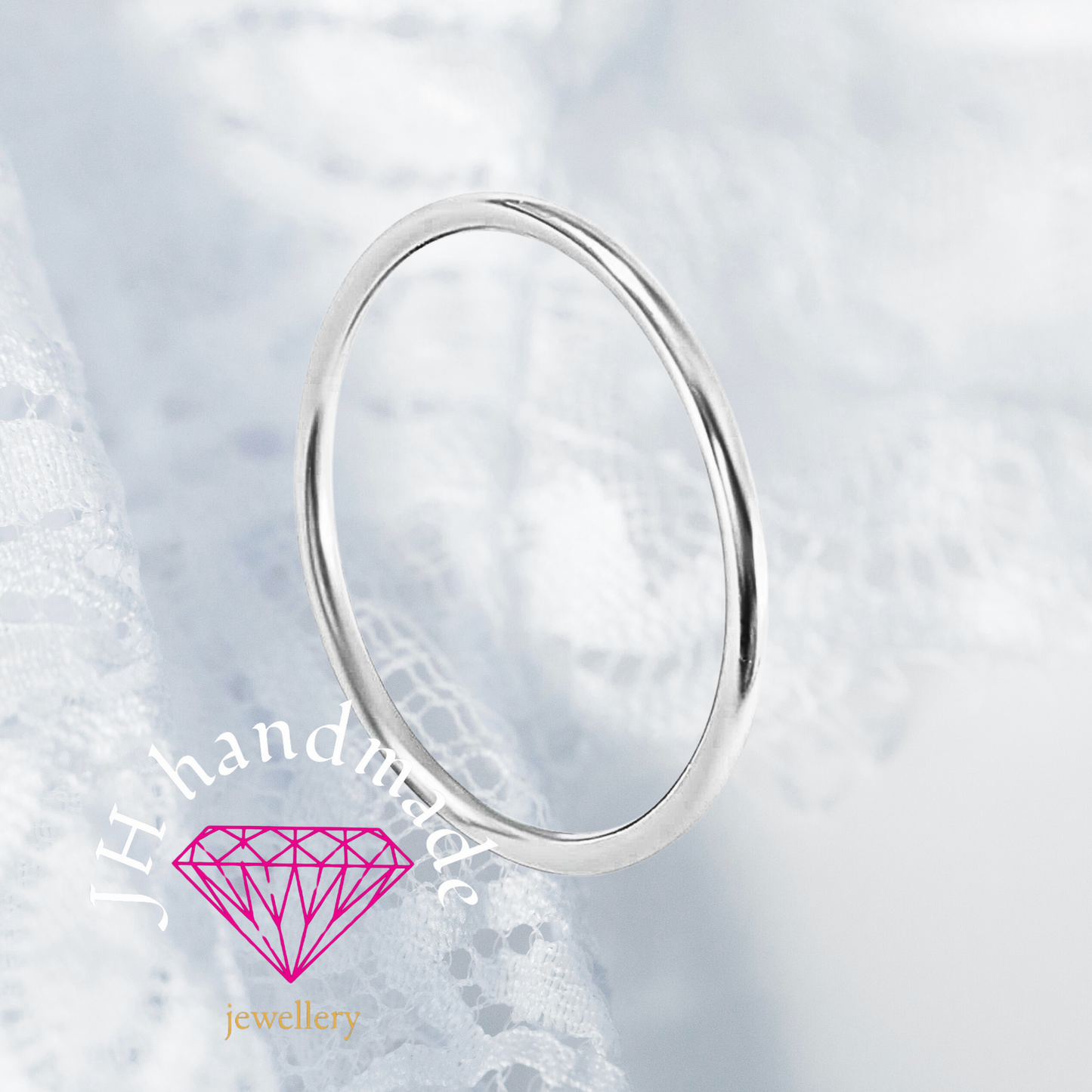 Solid Silver Plain Stacking Ring 1.5mm Handmade