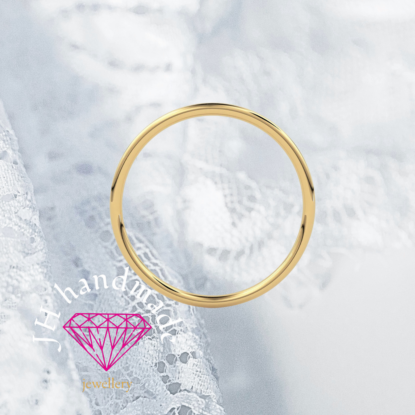 9ct Solid Gold plain Stacking Ring 1.5mm Handmade