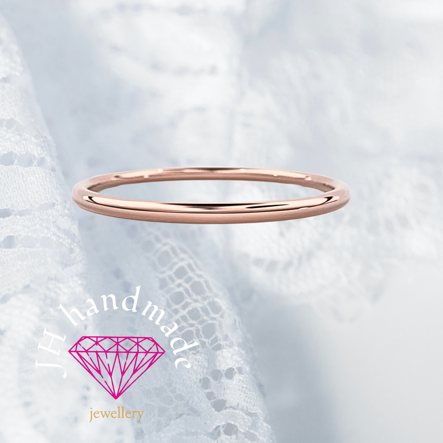 9ct Solid Gold plain Stacking Ring 1.5mm Handmade