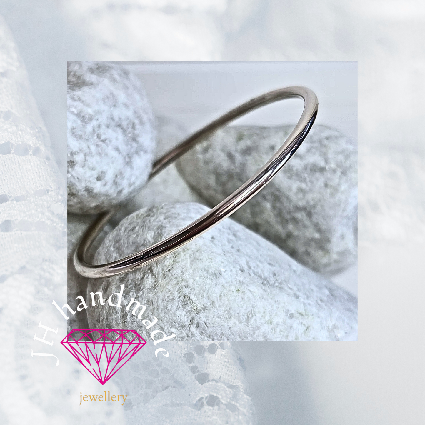 Solid Silver Bangle Round 3mm Handmade