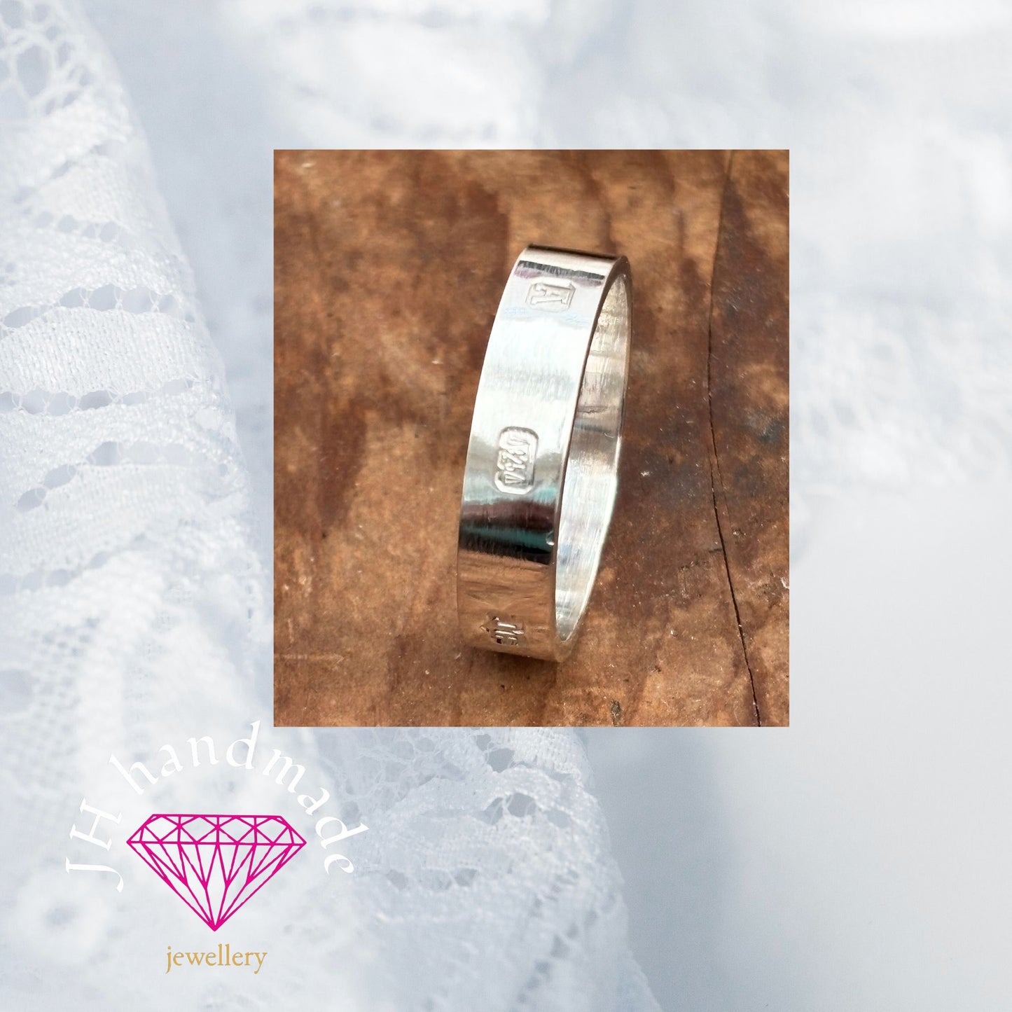Heavy Solid Silver Ring with Hallmark Feature to the outside Custom Made