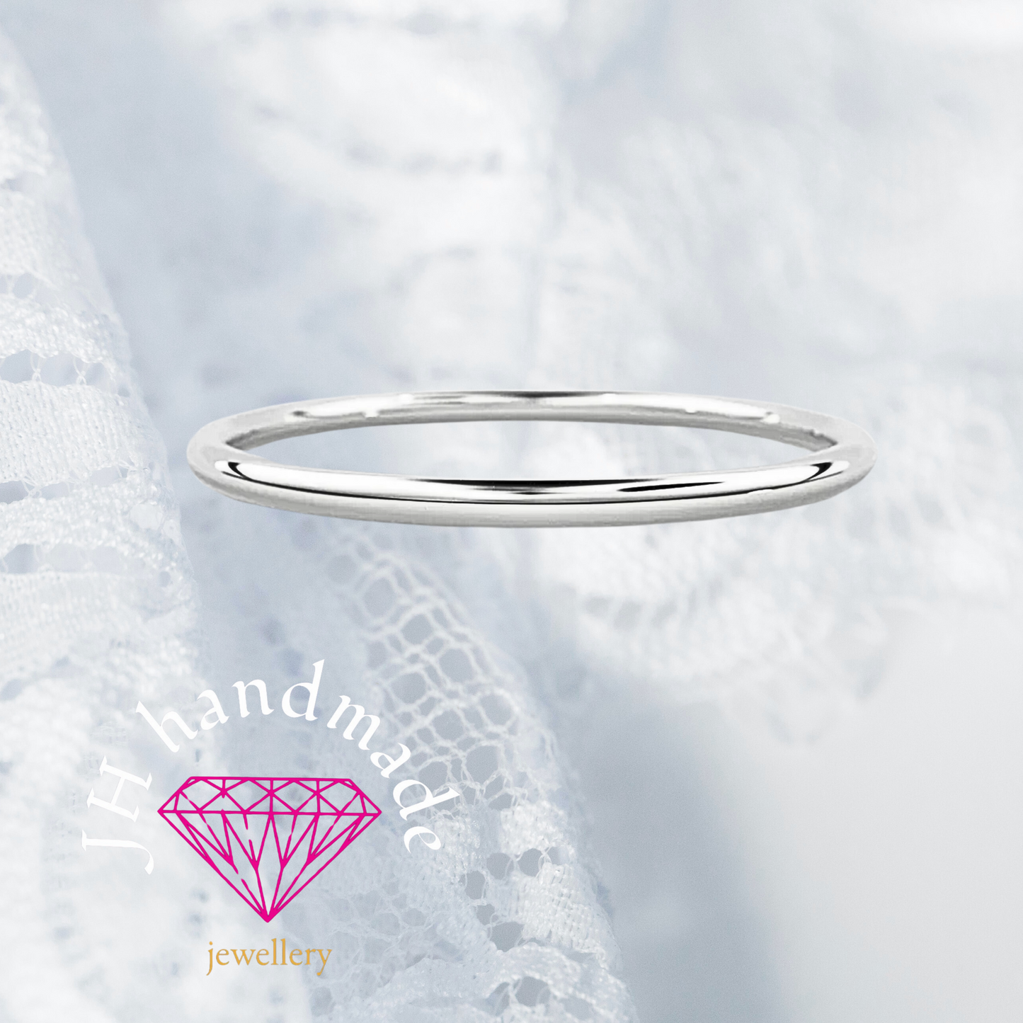 9ct Solid Gold plain Stacking Ring 1.5mm Handmade