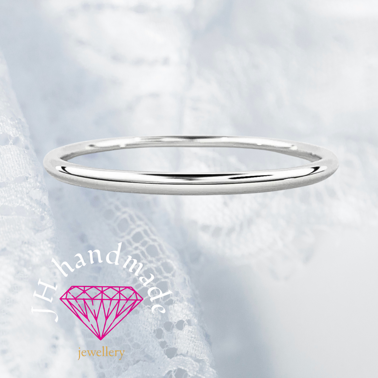 Solid Silver Plain Stacking Ring 1.5mm Handmade