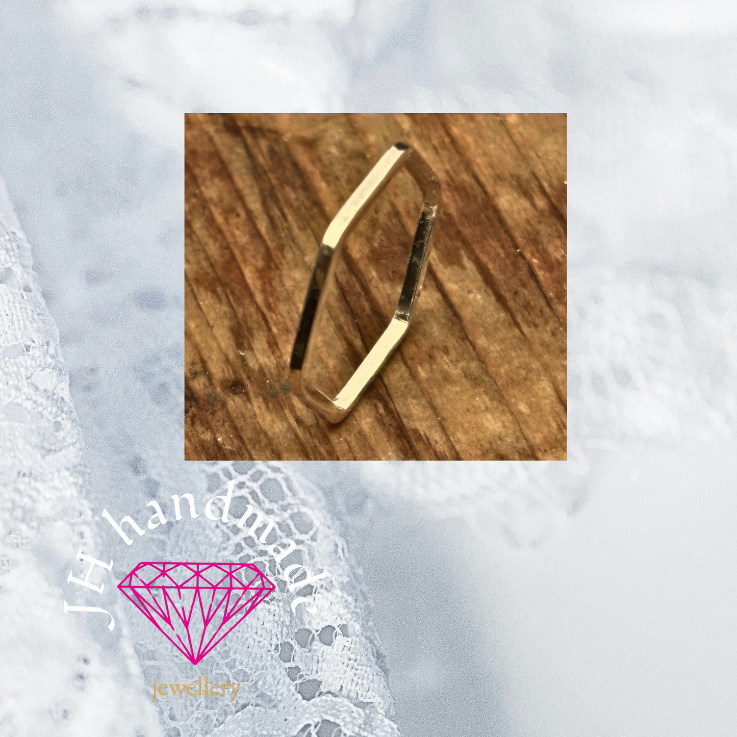 9ct Solid Gold Hexagon stacking Ring 1.5mm Handmade