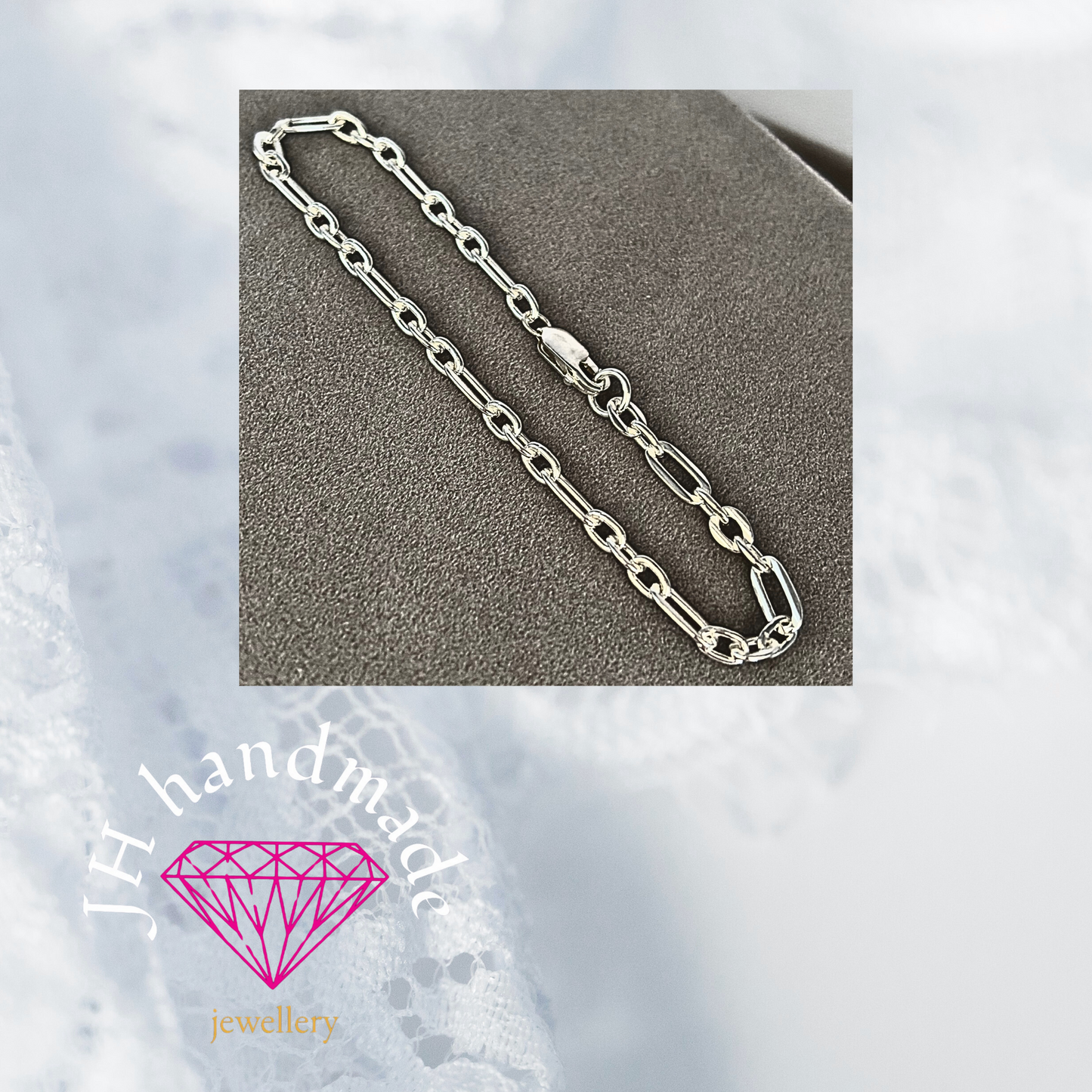 Solid silver Bracelet with Heart charm Handmade