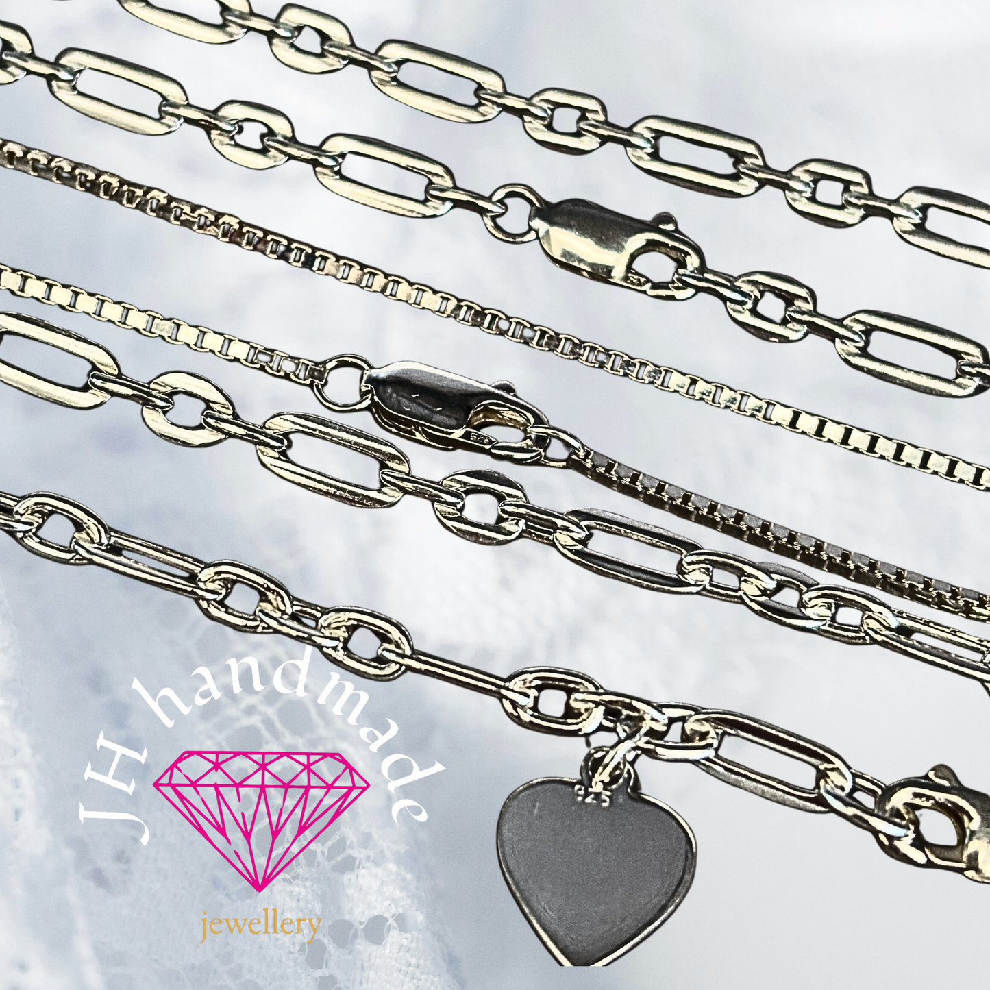 Solid Silver Box Chain Bracelet Handmade