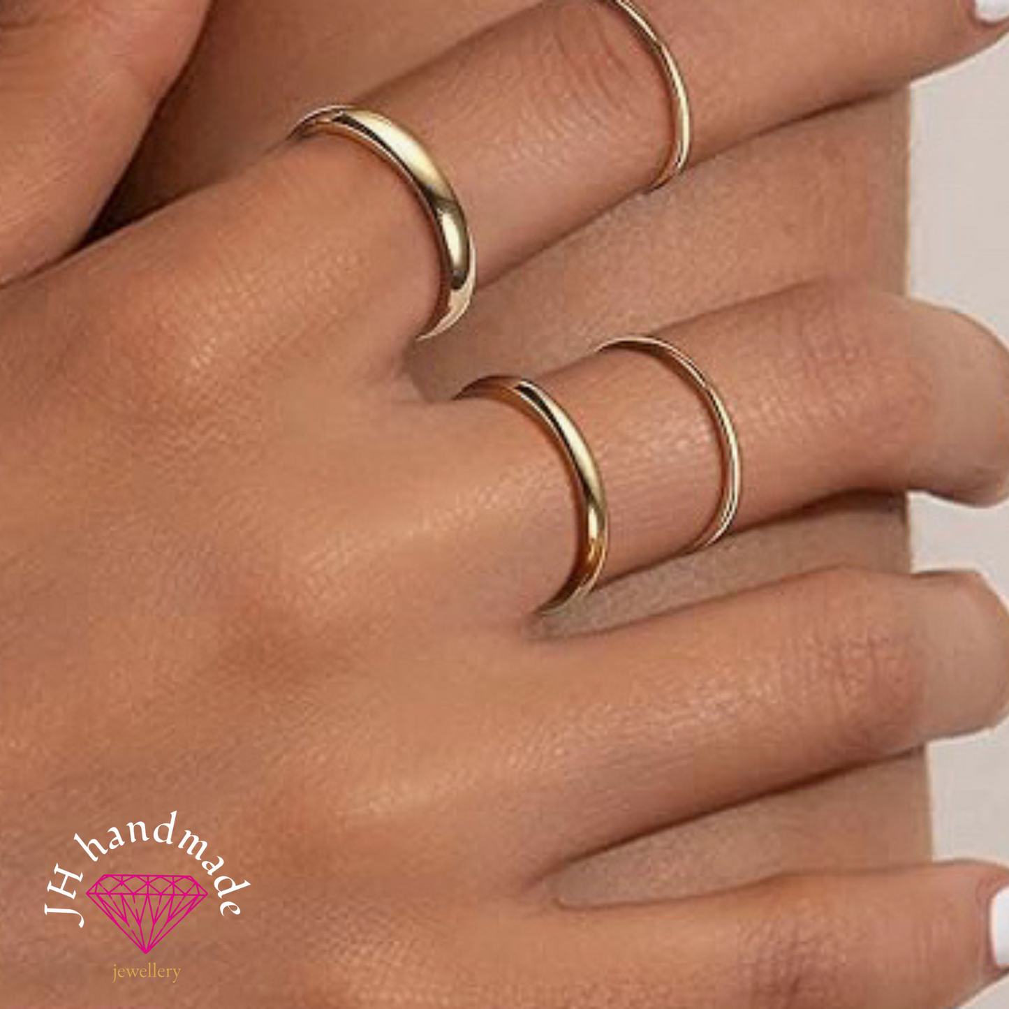 9ct Solid Gold plain Stacking Ring 1mm Handmade