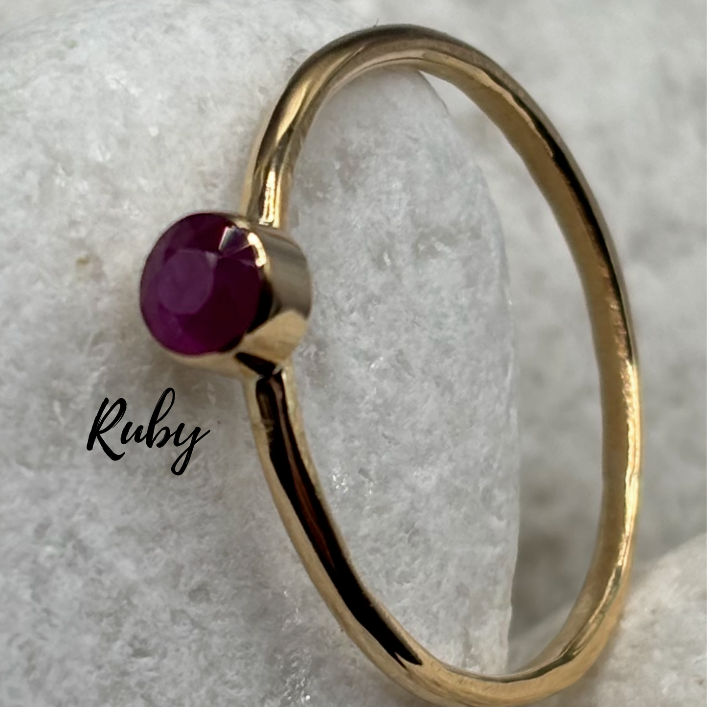 9ct Solid Gold 3mm Gemstone Stacking Ring Handmade