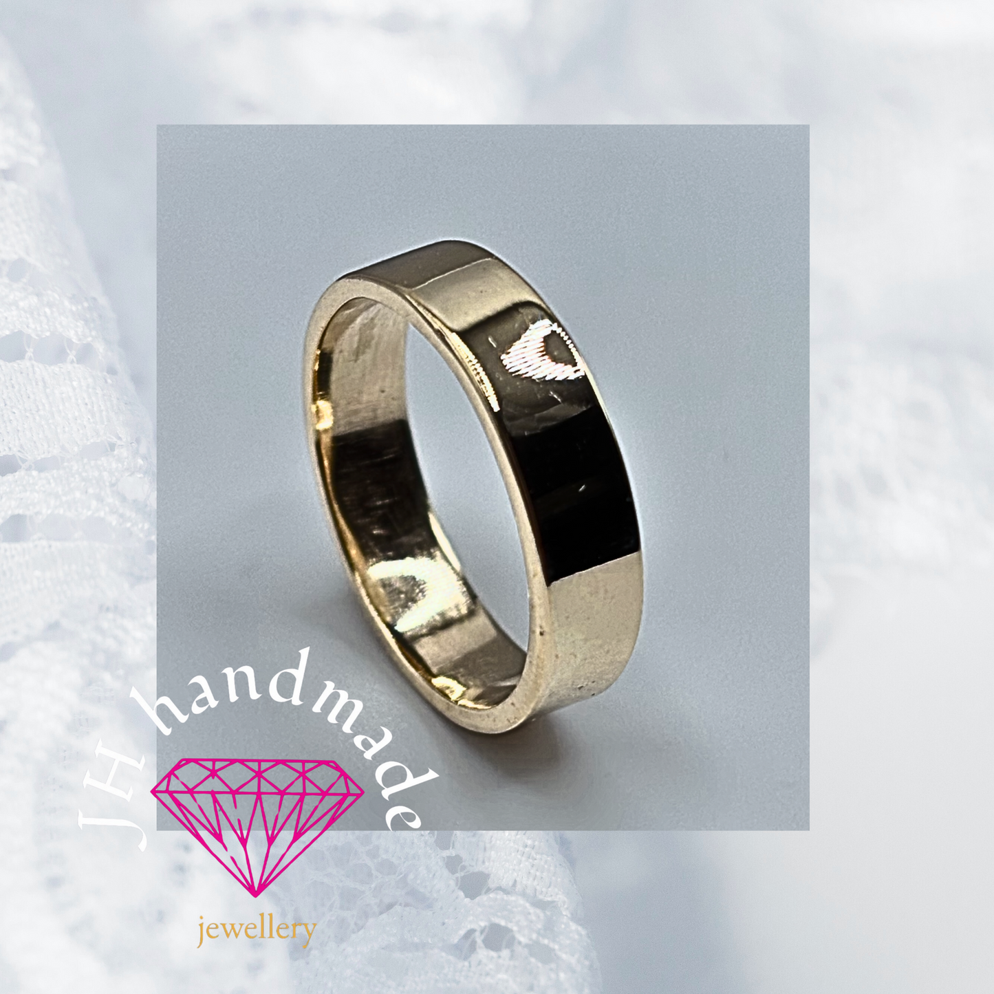 9ct Solid Gold Classic Flat Wedding Ring Handmade