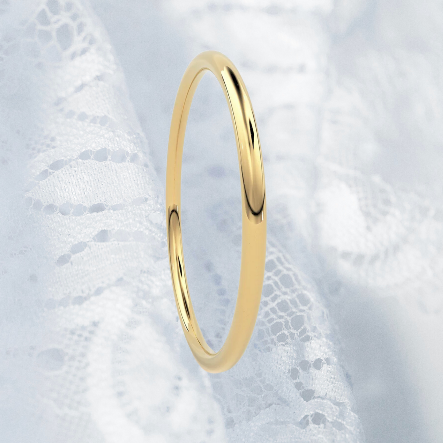 9ct Solid Gold plain Stacking Ring 1mm Handmade