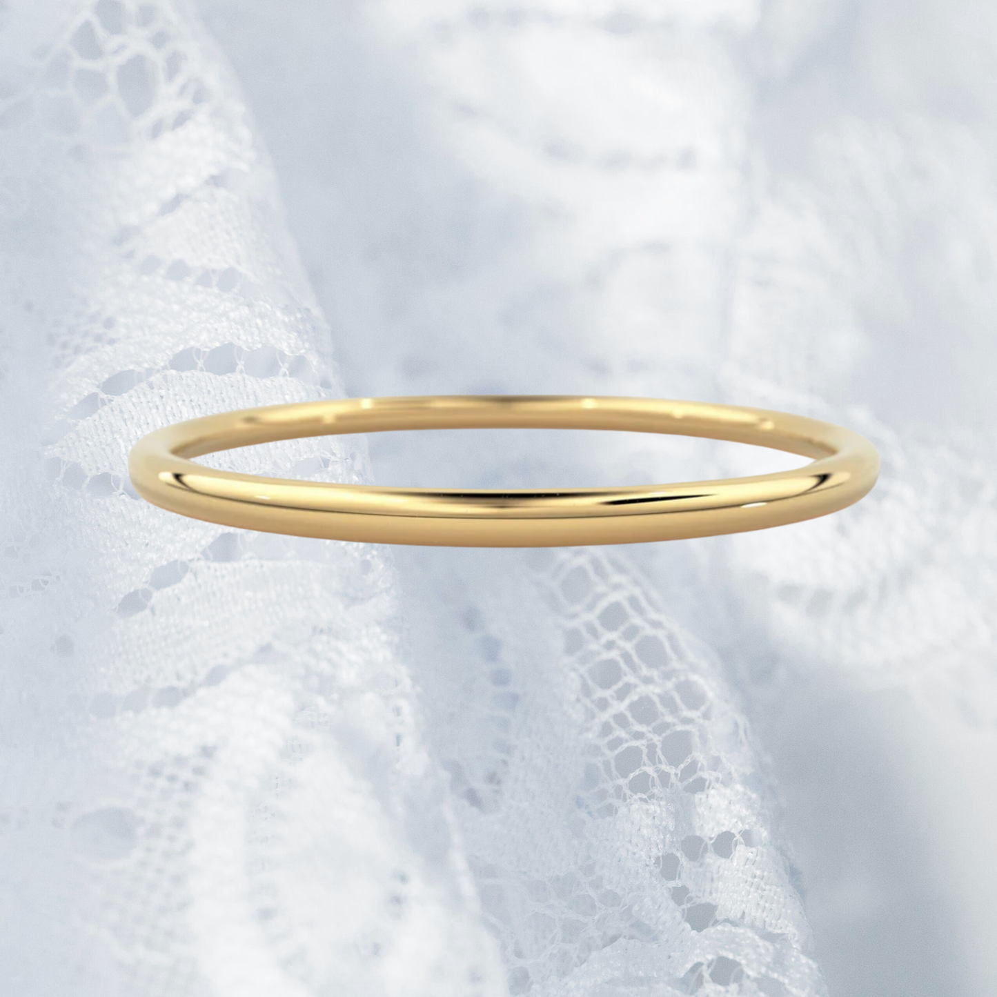 9ct Solid Gold plain Stacking Ring 1mm Handmade