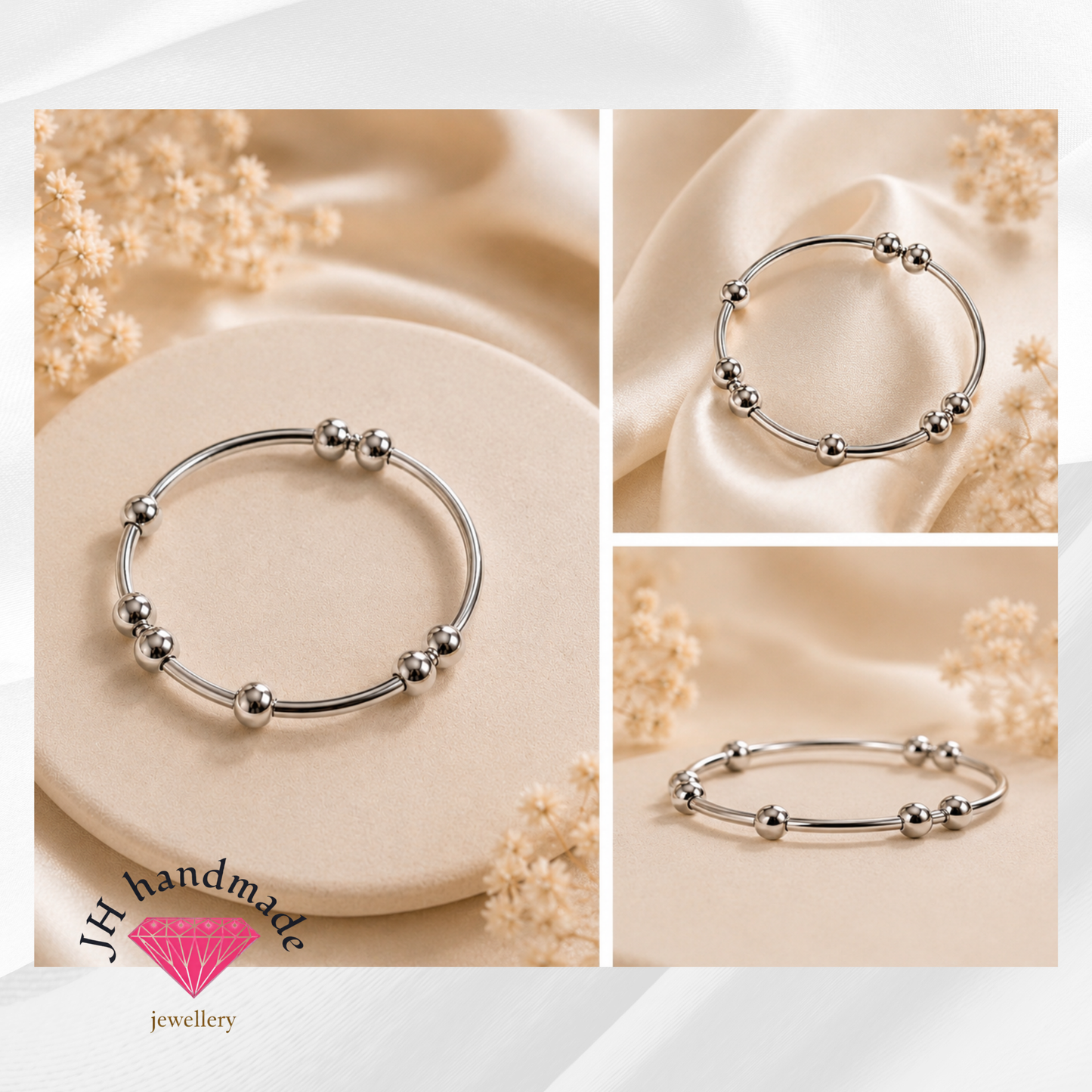 Solid Silver Anxiety/Fidget/Spinner Stacking Ring Custom made