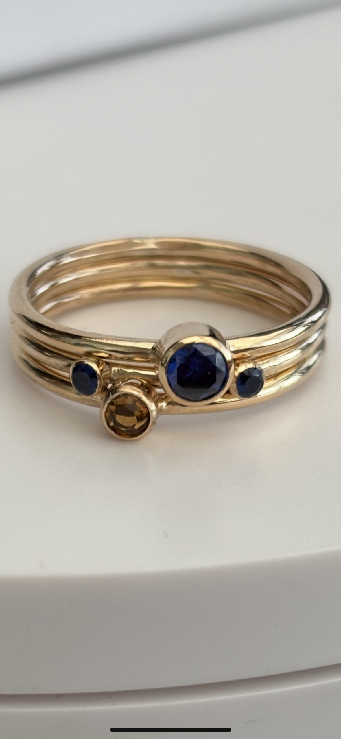 9ct Solid Gold Gemstone stacking ring set Handmade