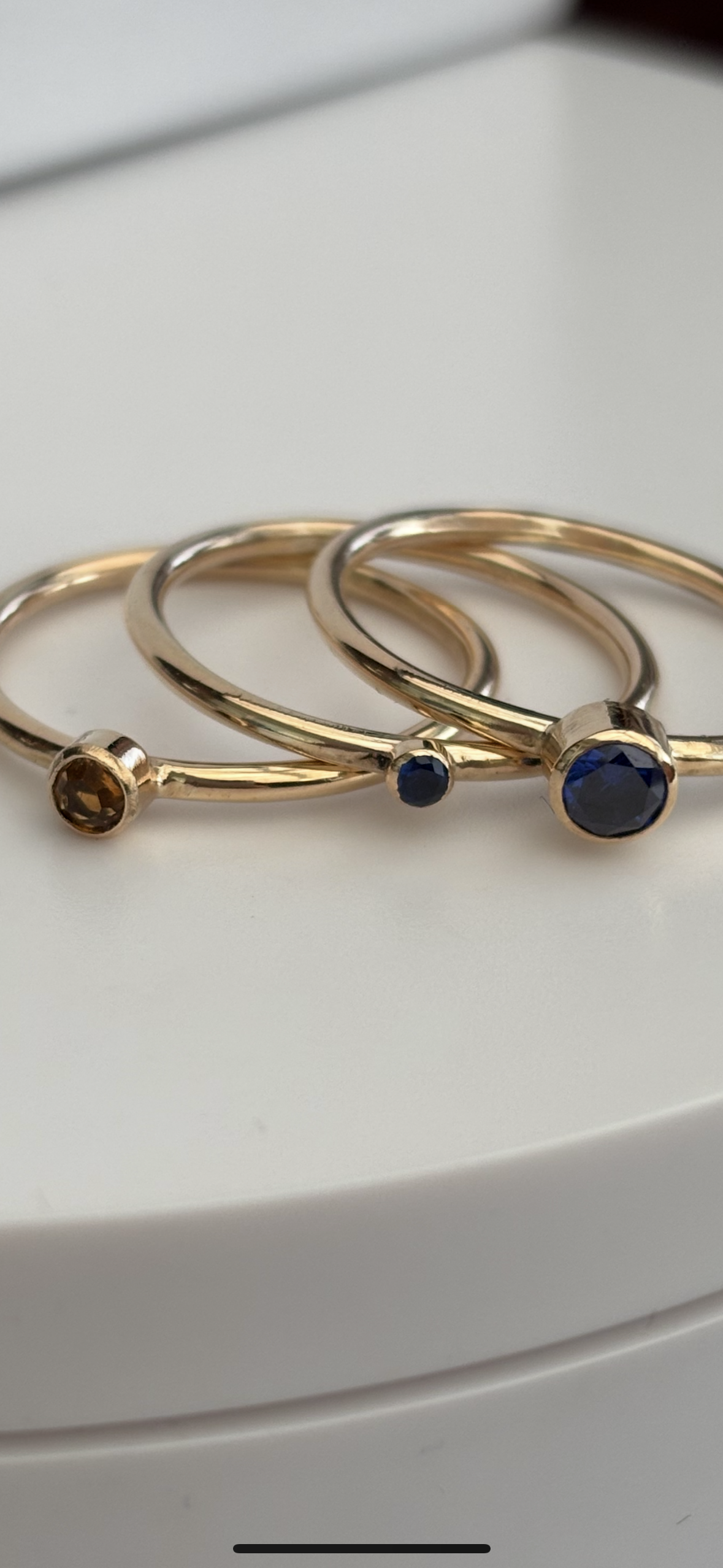 9ct Solid Gold Gemstone stacking ring set Handmade
