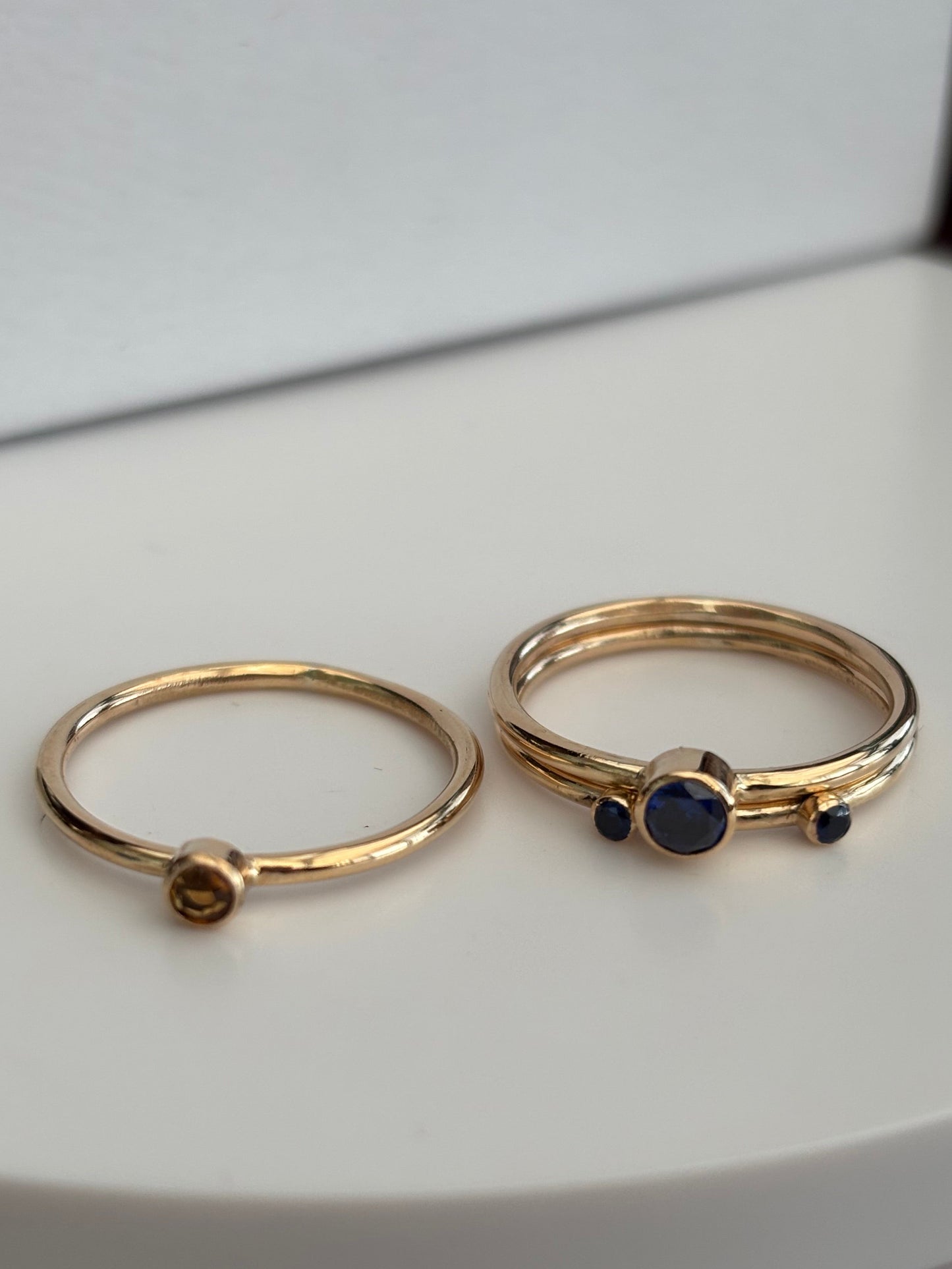 9ct Solid Gold Gemstone stacking ring set Handmade