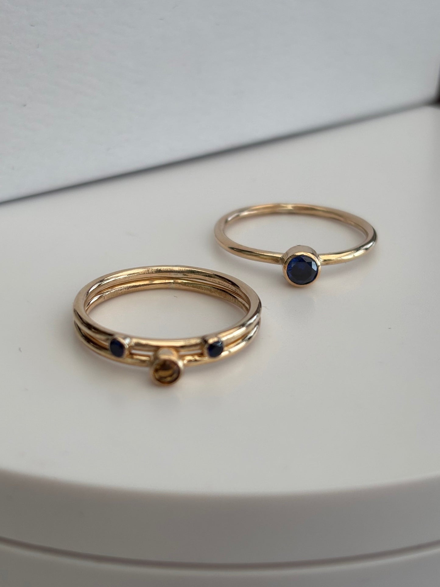 9ct Solid Gold Gemstone stacking ring set Handmade