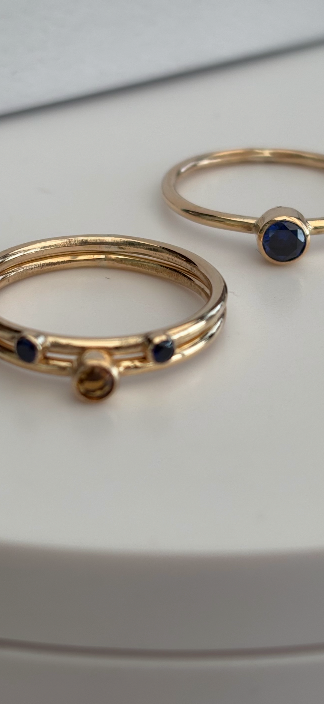 9ct Solid Gold Gemstone stacking ring set Handmade