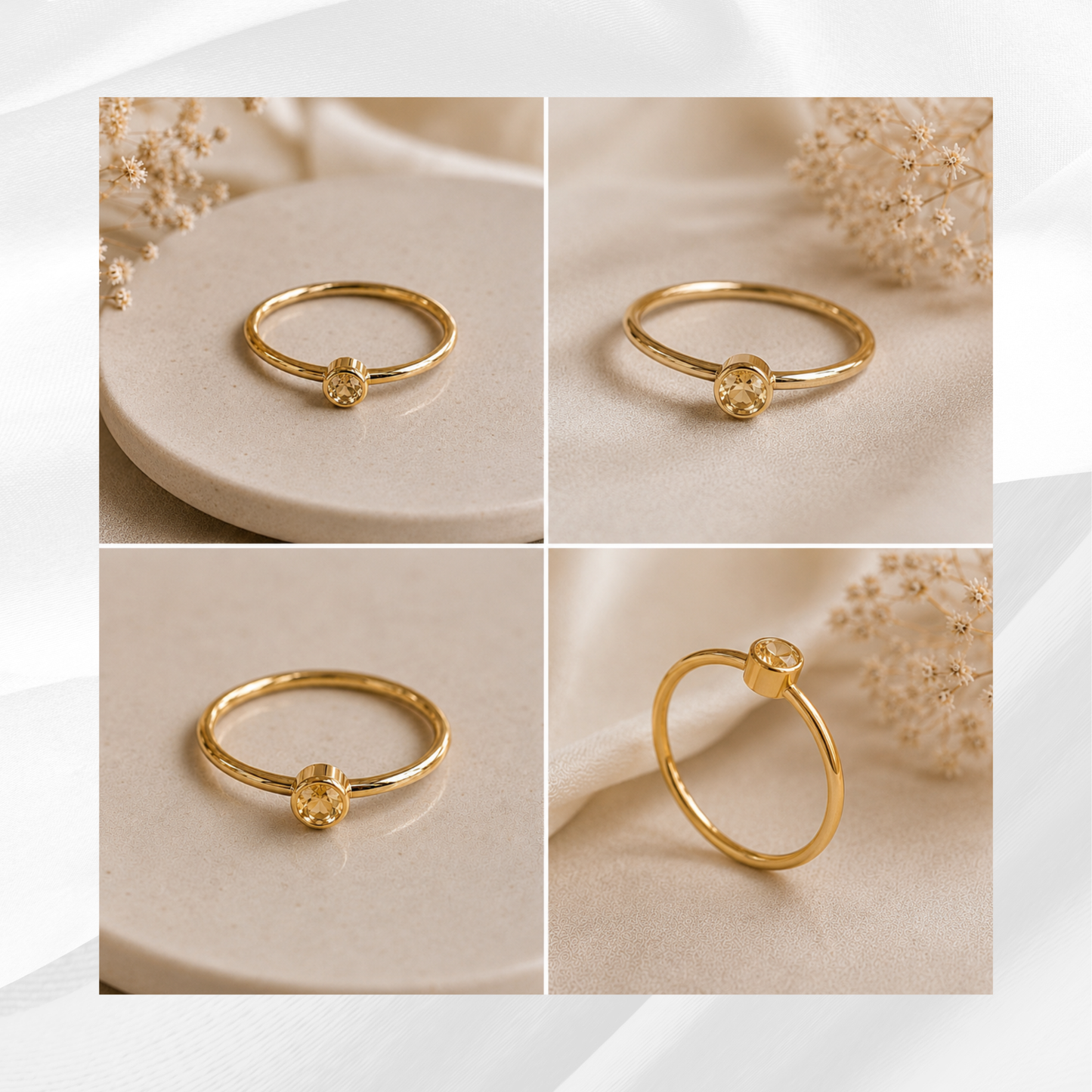 9ct Solid Gold Citrine Gemstone Stacking Ring Handmade