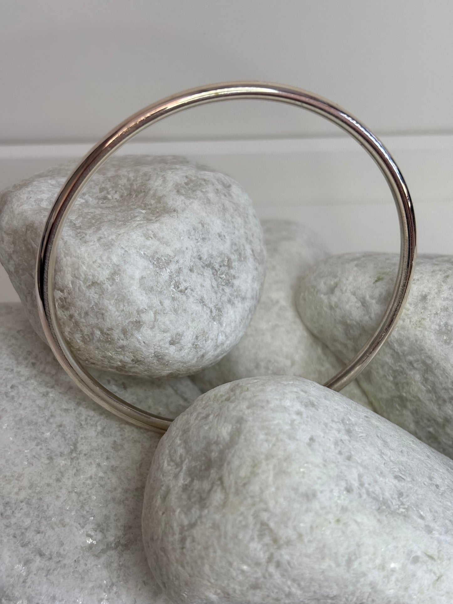 Solid Silver Bangle Round 3mm Handmade