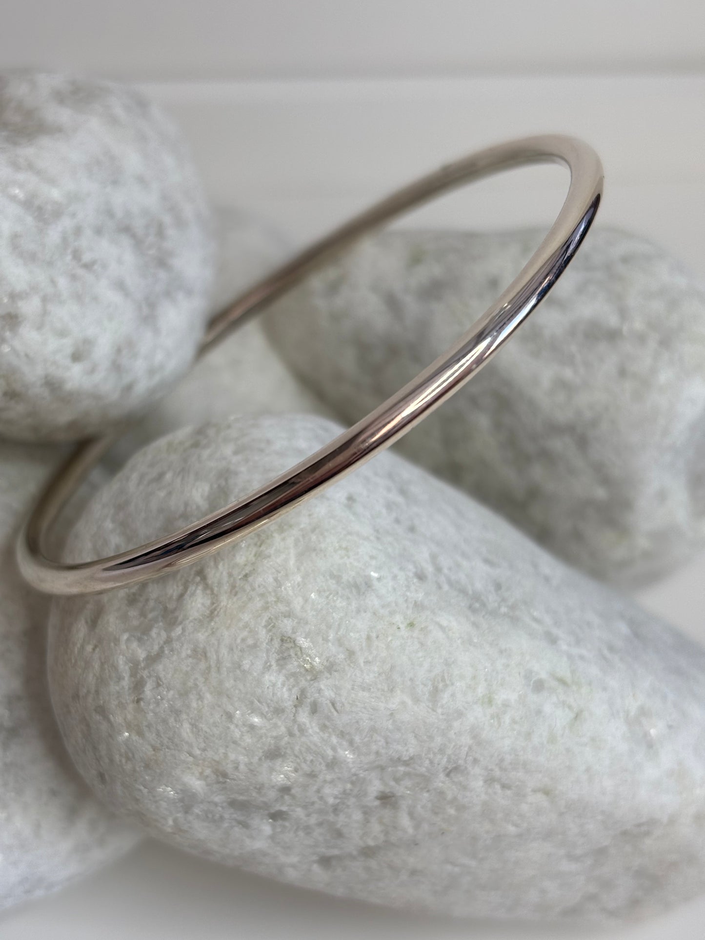 Solid Silver Bangle Round 3mm Handmade