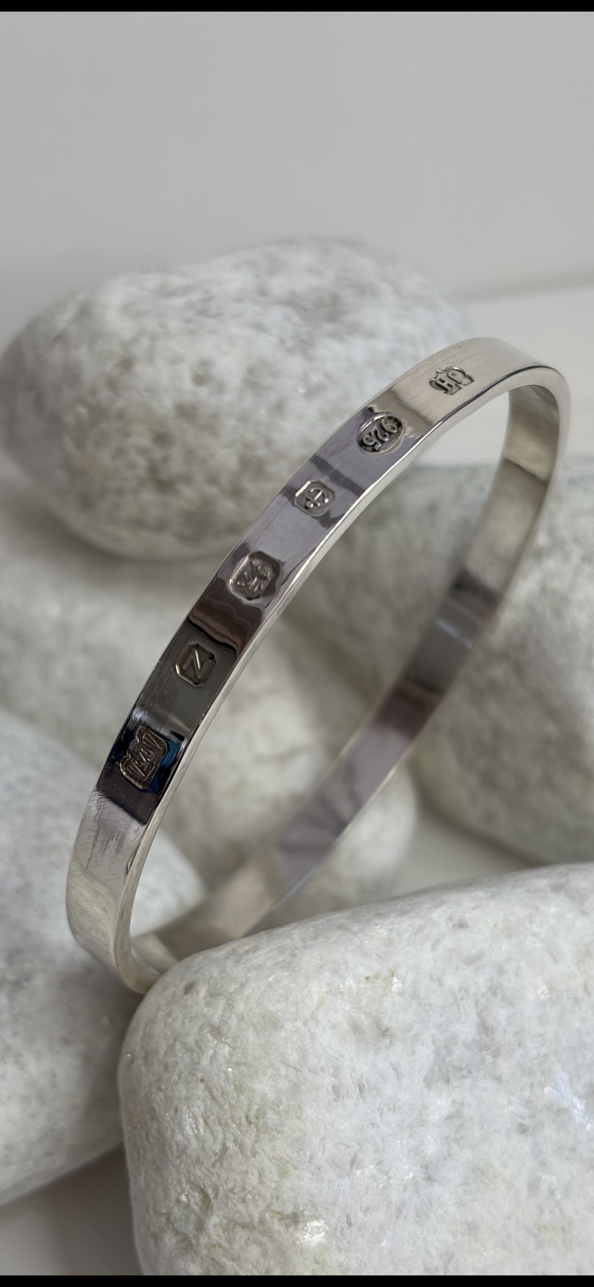 Heavy Solid Silver Bangle 6mm Hallmarked on the outside Handmade