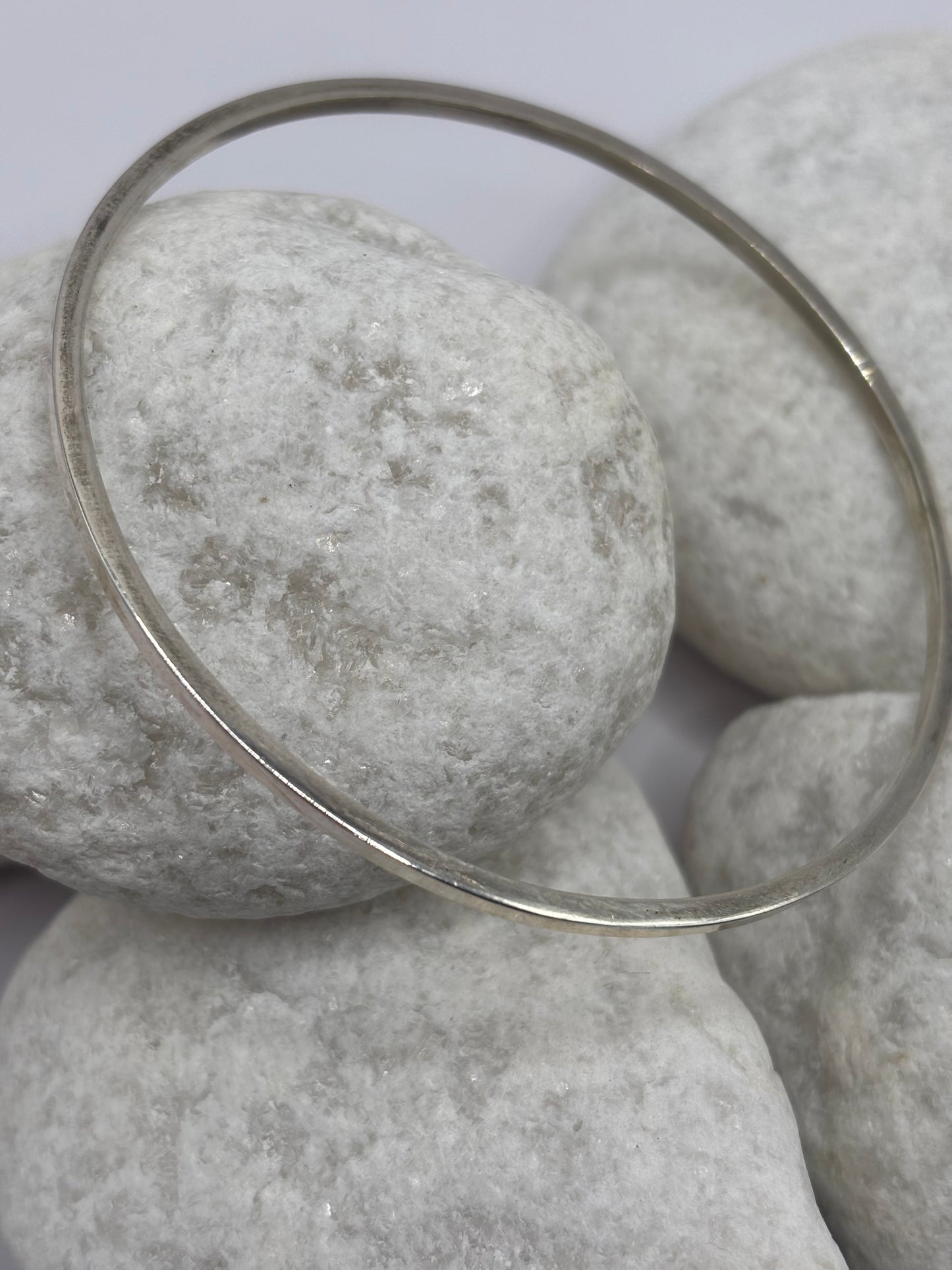 Solid Silver Square Edge Bangle 2mm Handmade