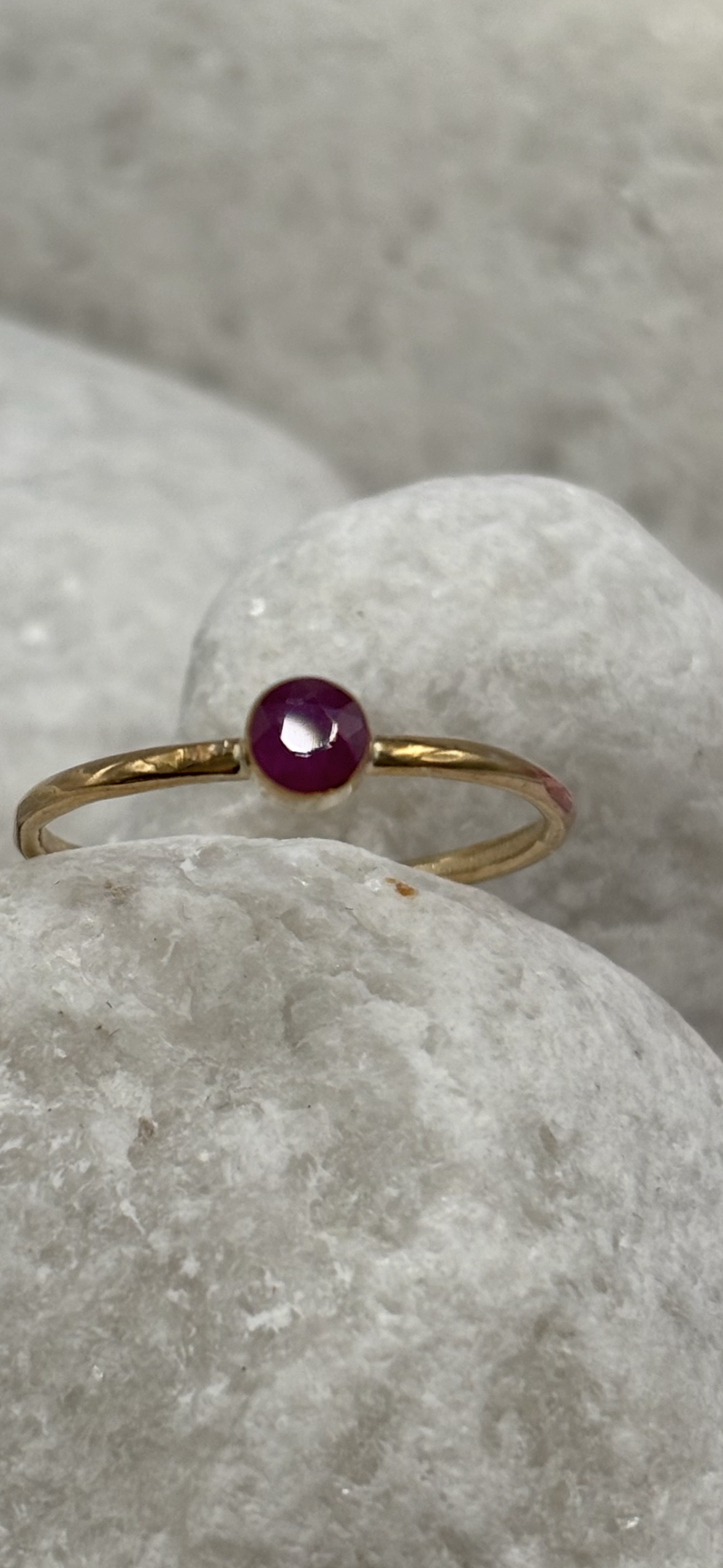9ct Solid Gold 3mm Gemstone Stacking Ring Handmade