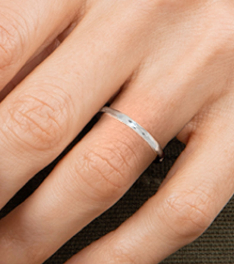 Solid Silver light hammered pattern stacking ring 1.5mm Handmade