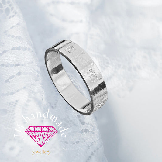 Heavy Solid Silver Ring with Hallmark Feature to the outside Custom Made