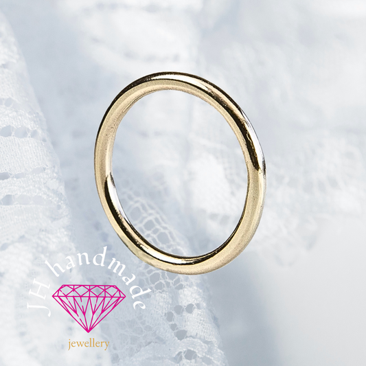 9ct  Yellow Gold Halo Wedding / stacking ring 2mm Handmade