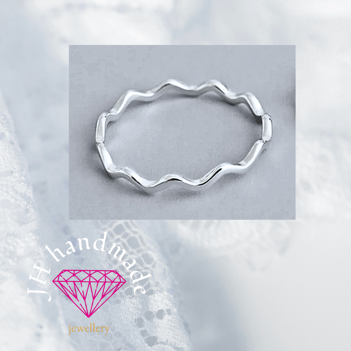 Solid Silver Wavy Stacking Ring 1.5mm Handmade
