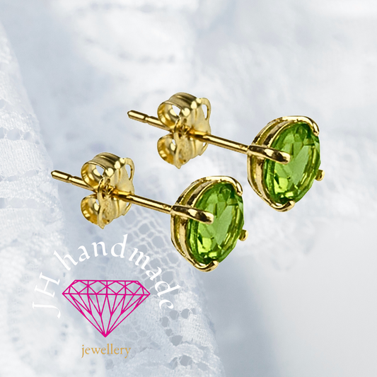 9CT Gold peridot Stud Earrings 5mm Gemstones