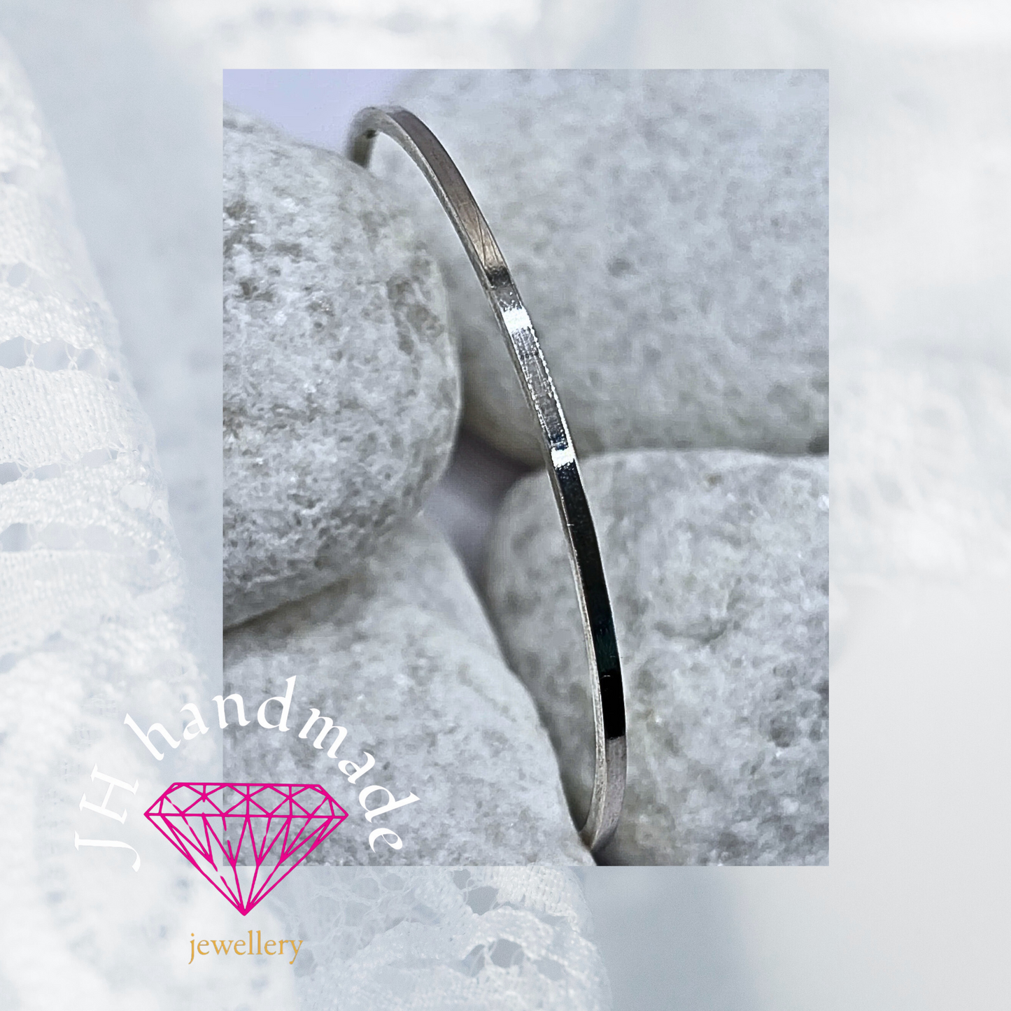 Solid Silver Square Edge Bangle 2mm Handmade