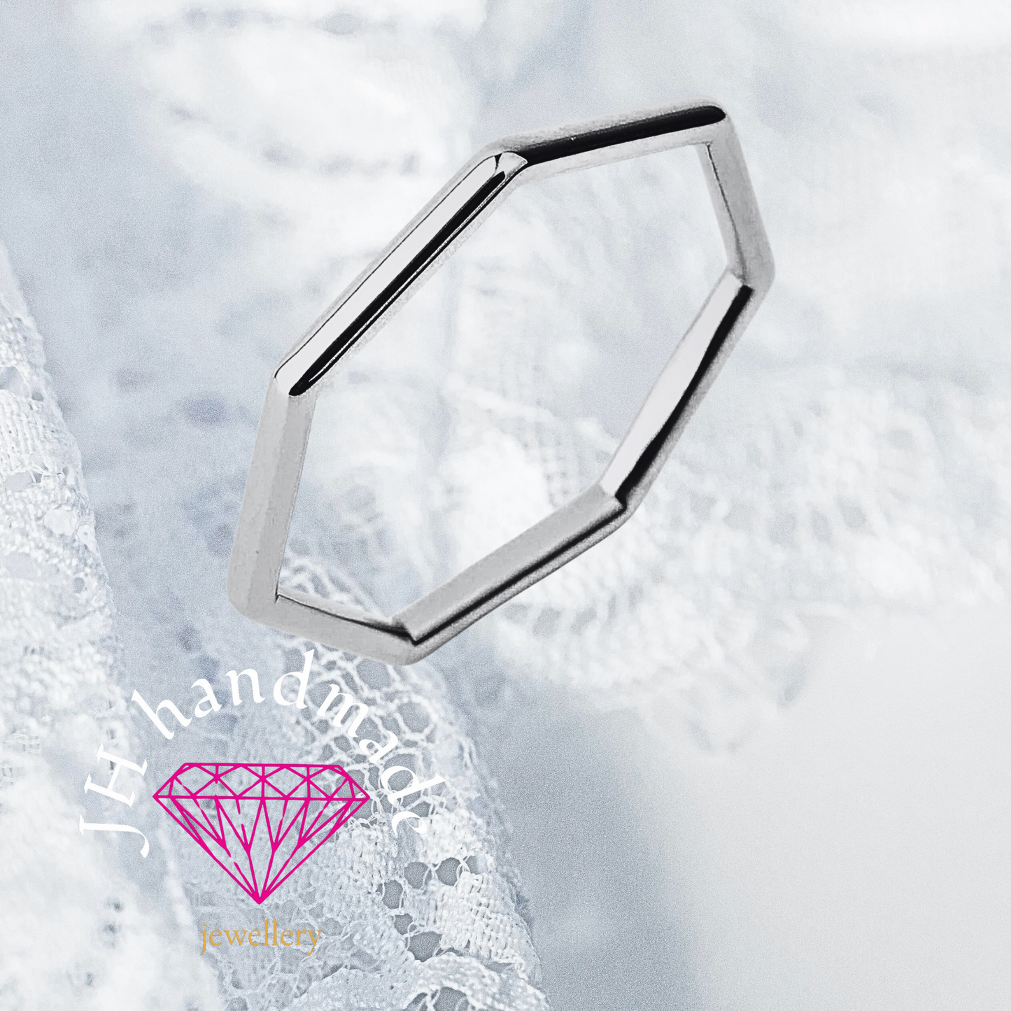 Solid Silver Hexagon Stacking Ring 1.5mm Handmade