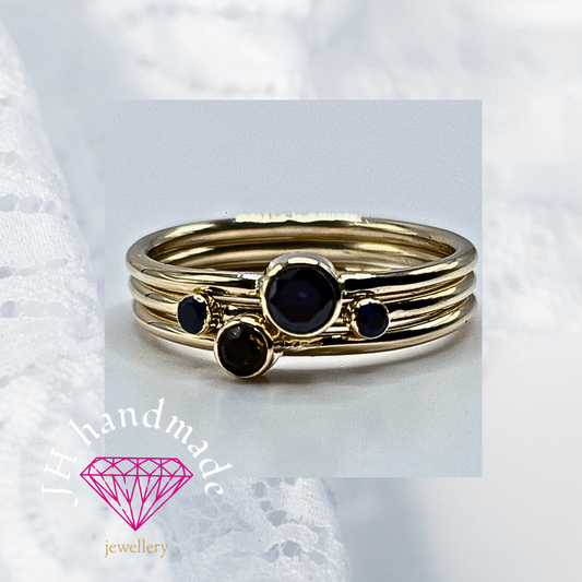 9ct Solid Gold Gemstone stacking ring set Handmade