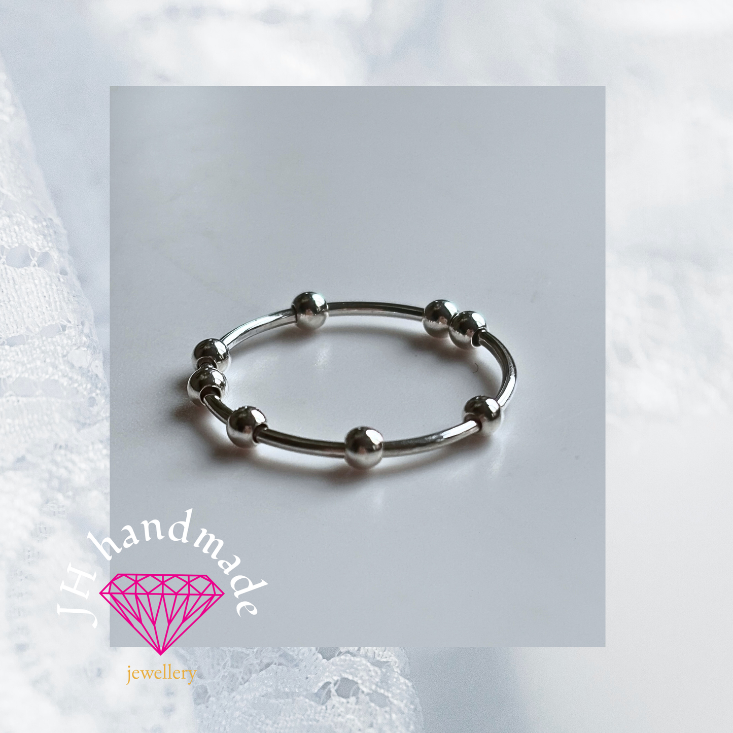 Solid Silver Anxiety/Fidget/Spinner  Stacking Ring Custom made