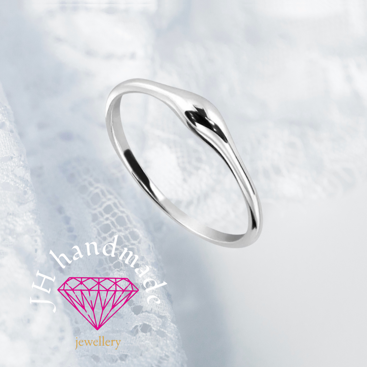 Solid silver Pebble Ring 1.5mm Band