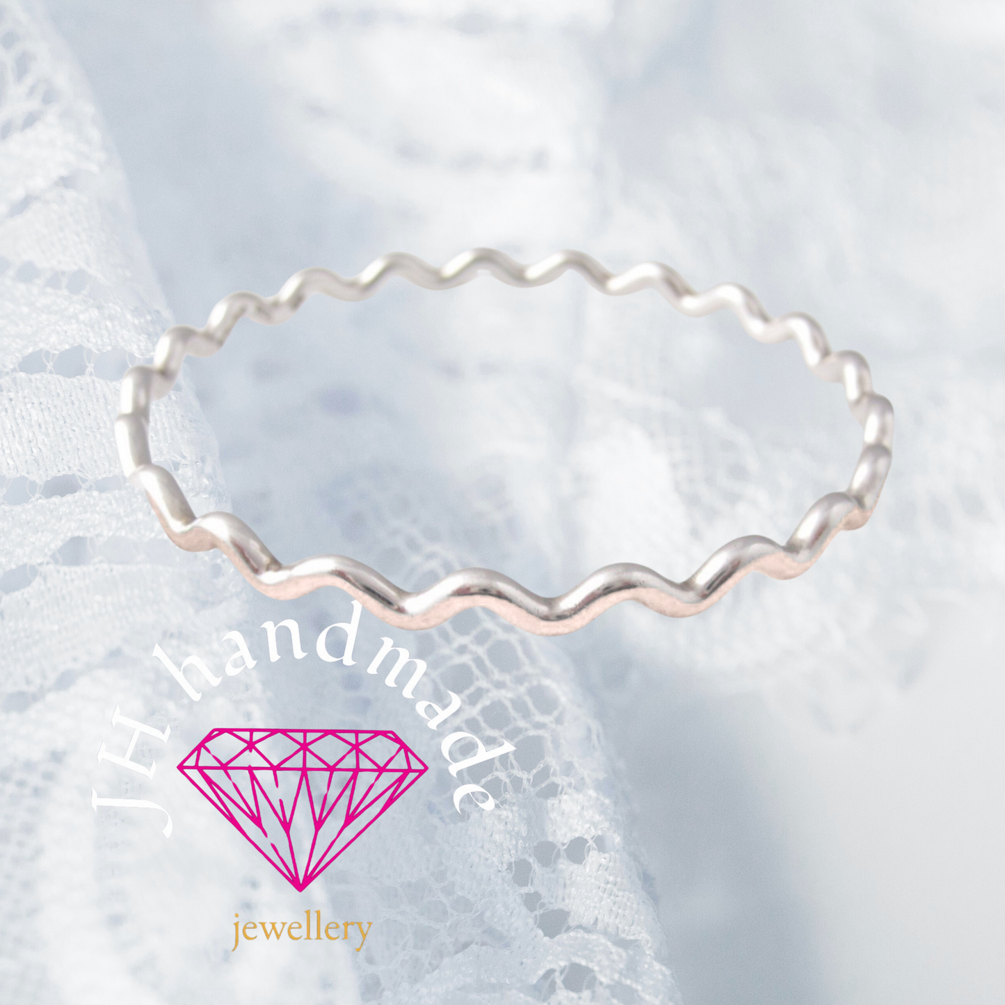 Solid Silver Wave Bangle  2mm Handmade