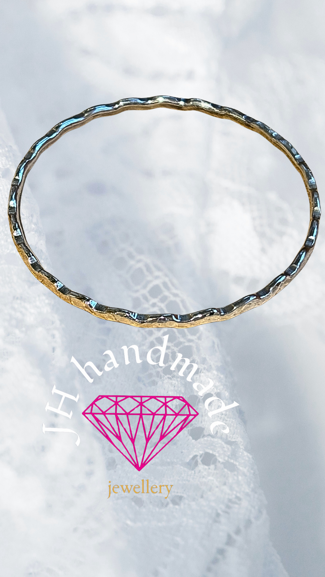 9ct Solid Gold Wave Bangle 3mm Handmade in the uk using sand casting method