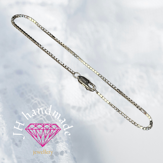 Solid Silver Box Chain Bracelet Handmade