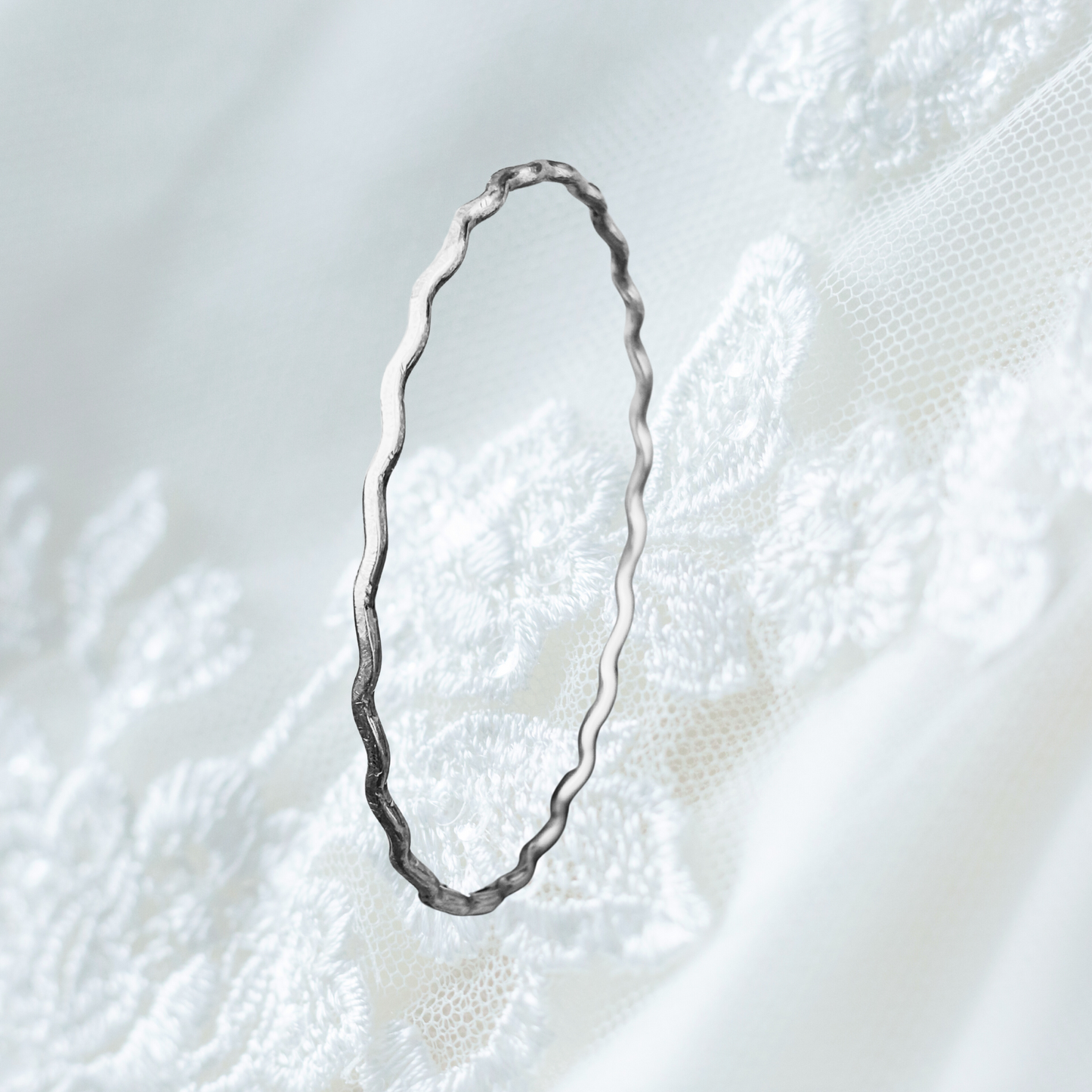 Solid Silver Wave Bangle  2mm Handmade