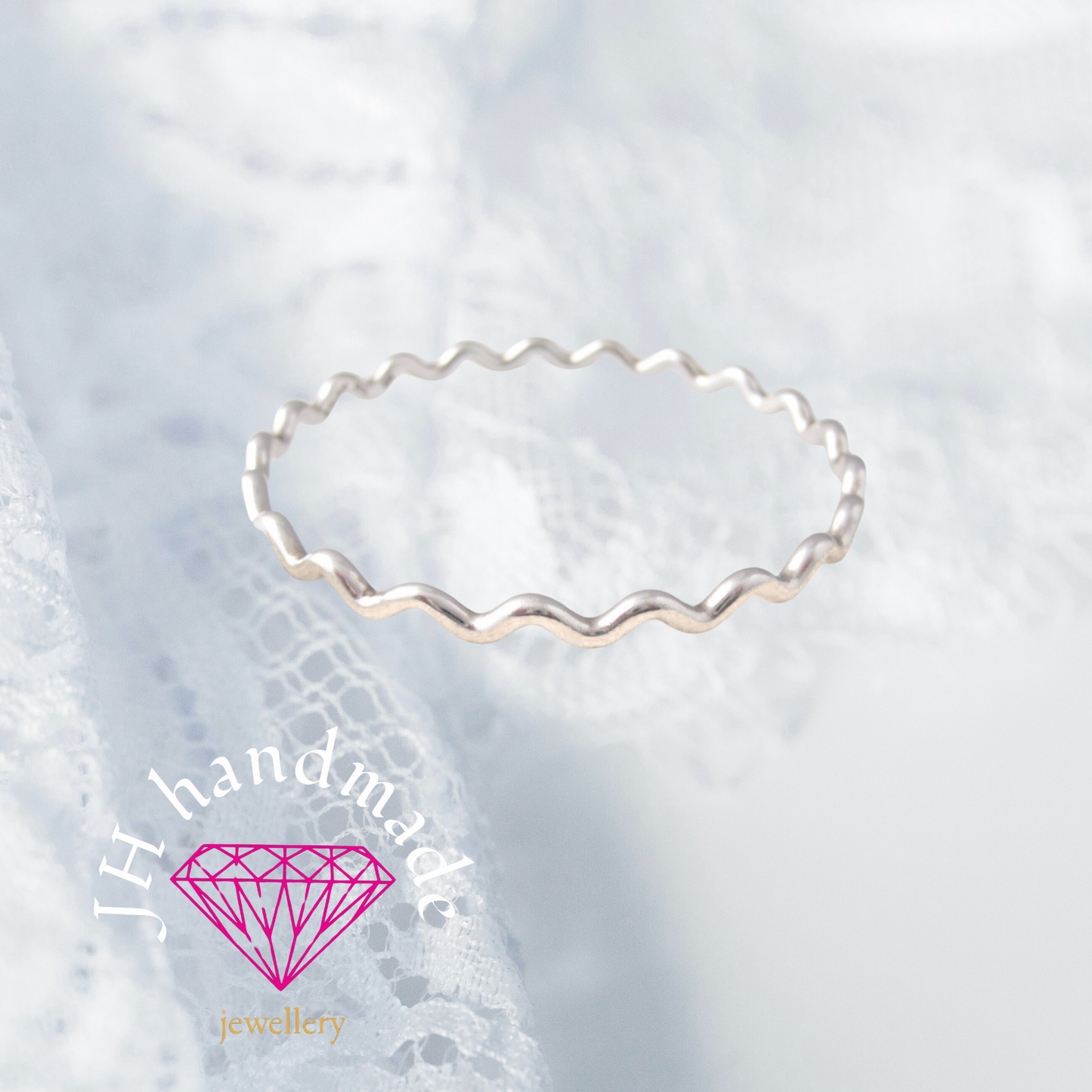 Solid Silver Wave Bangle  2mm Handmade