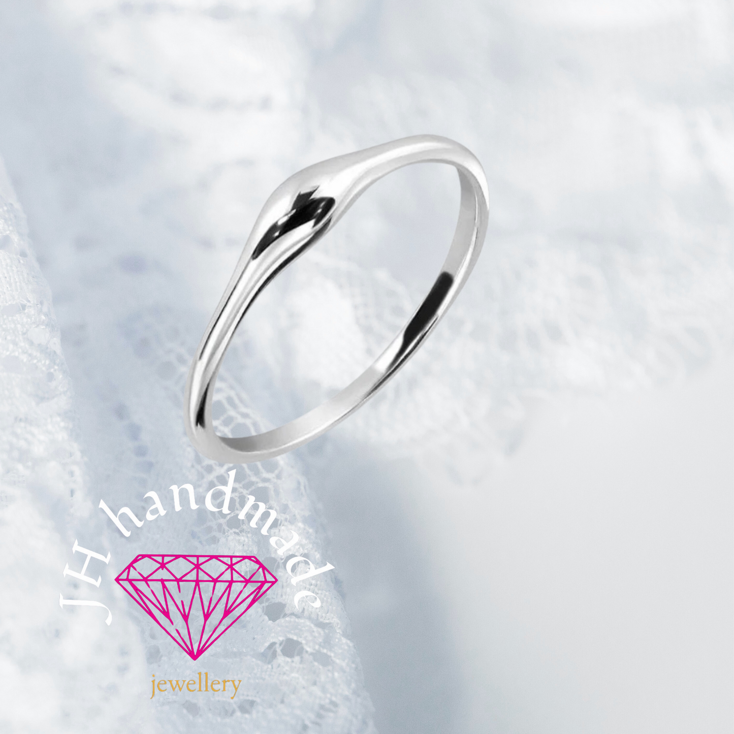 Solid silver Pebble Ring 1.5mm Band