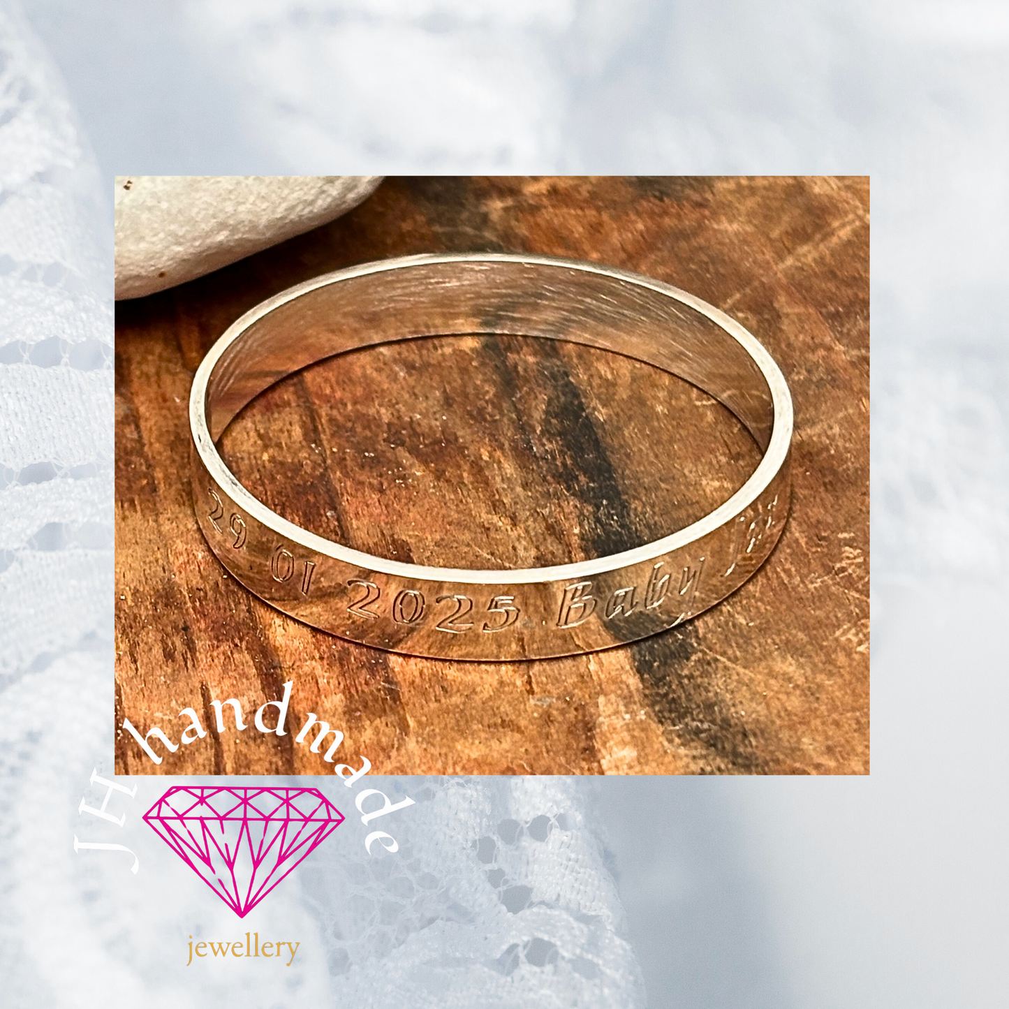 Solid Silver Custom made Baby Bangle with free Engraving