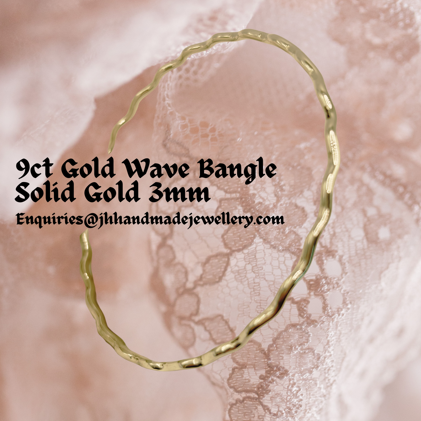 9ct Solid Gold Wave Bangle Heavy 16grams