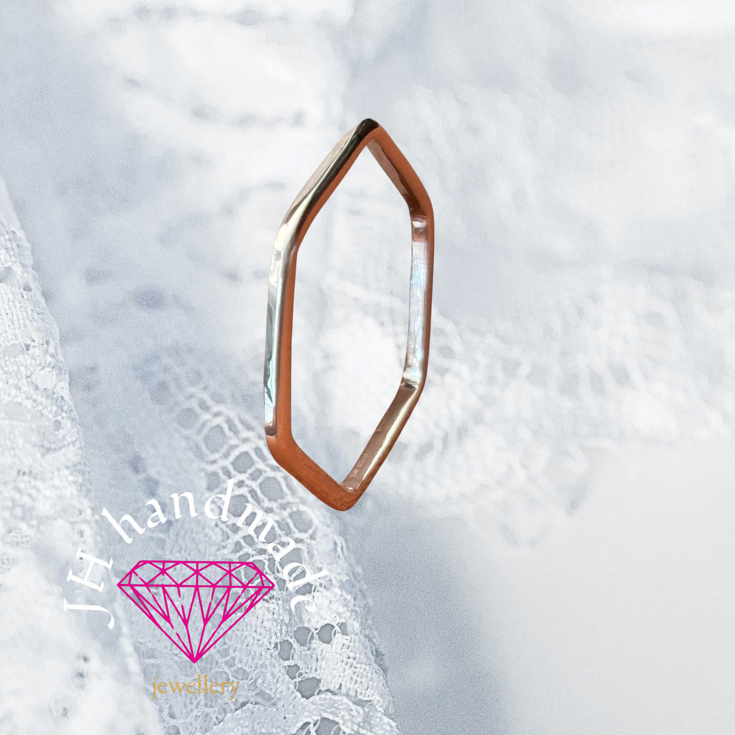 Solid Silver Hexagon Stacking Ring 1.5mm Handmade