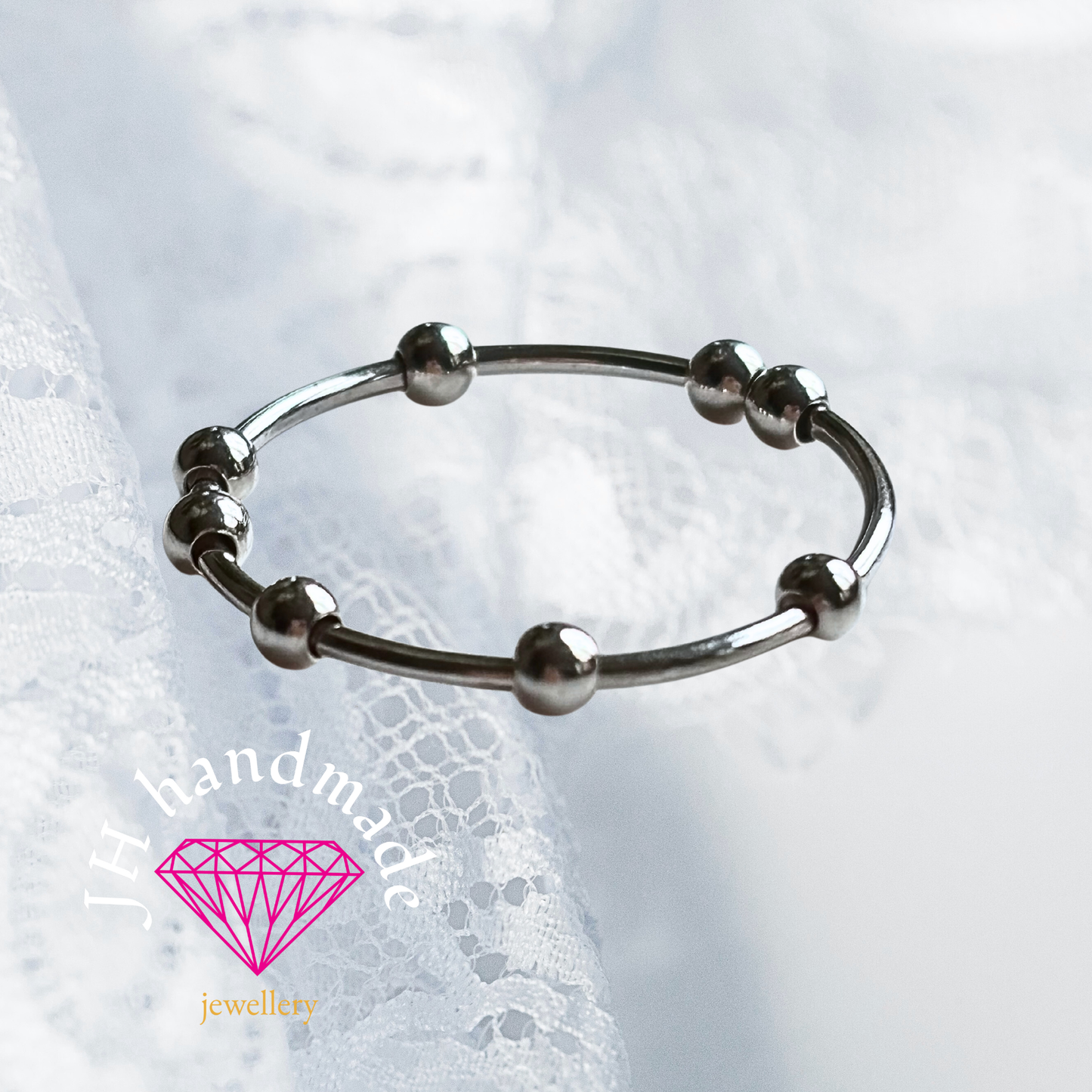 Solid Silver Anxiety/Fidget/Spinner  Stacking Ring Custom made