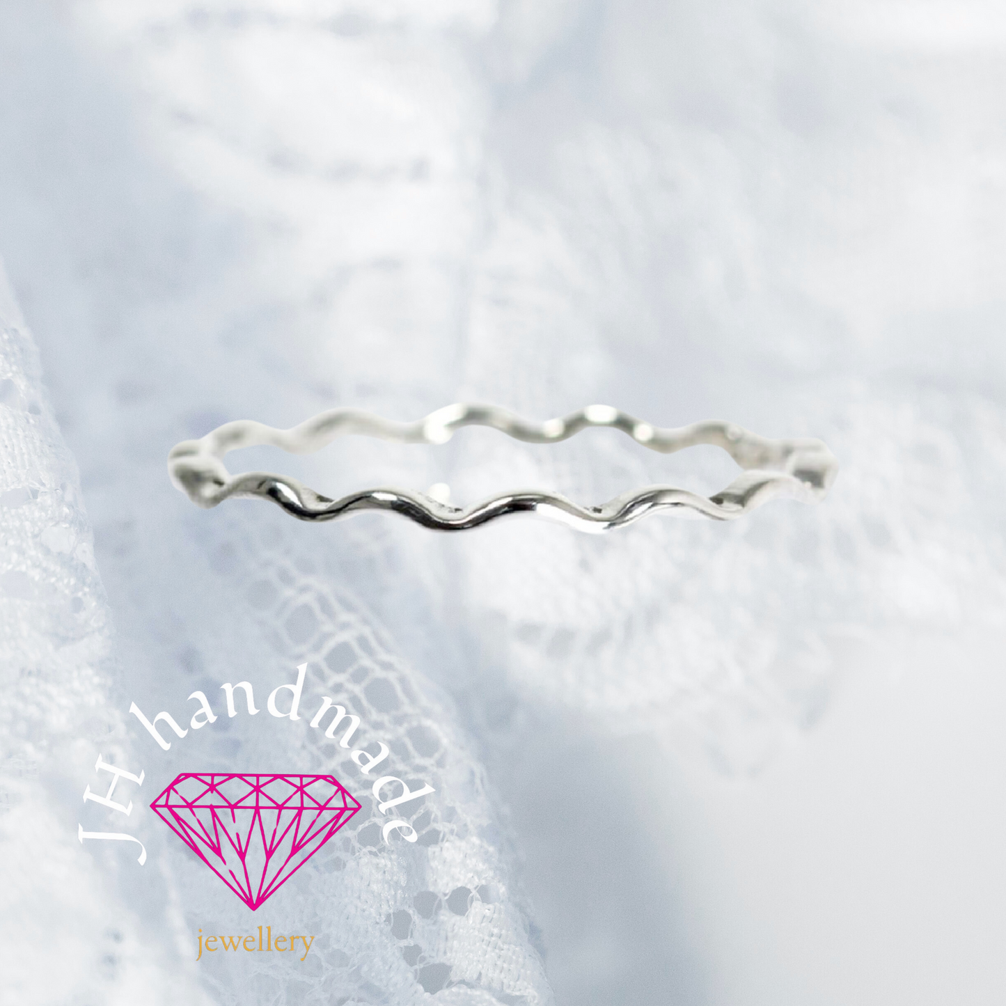 Solid Silver Wavy Stacking Ring 1.5mm Handmade